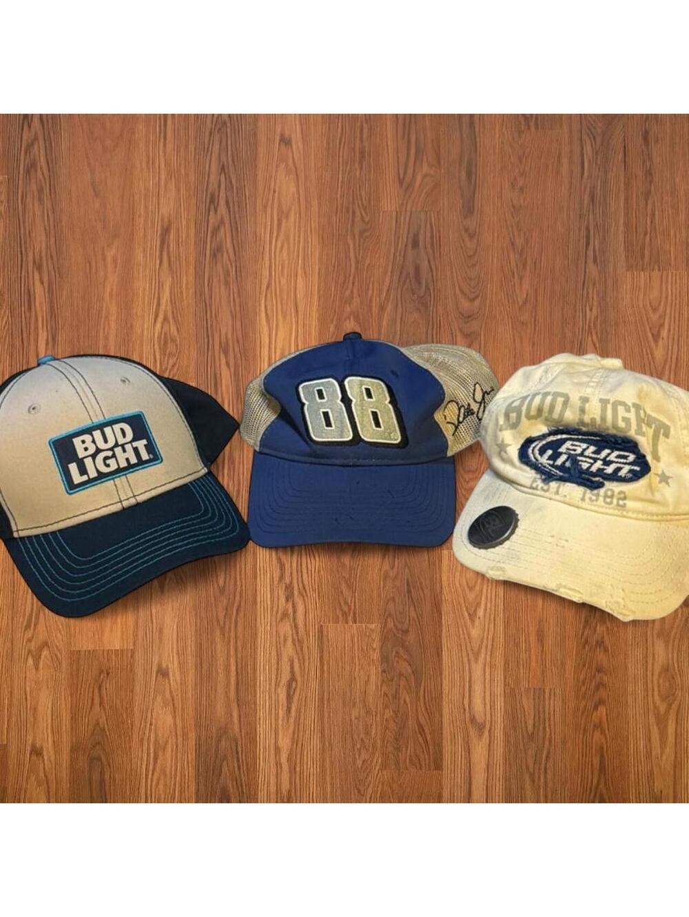 Vintage NASCAR Dale Earnhardt Jr #88 & Bud Light Hat Lot 3 Piece Bundle Caps